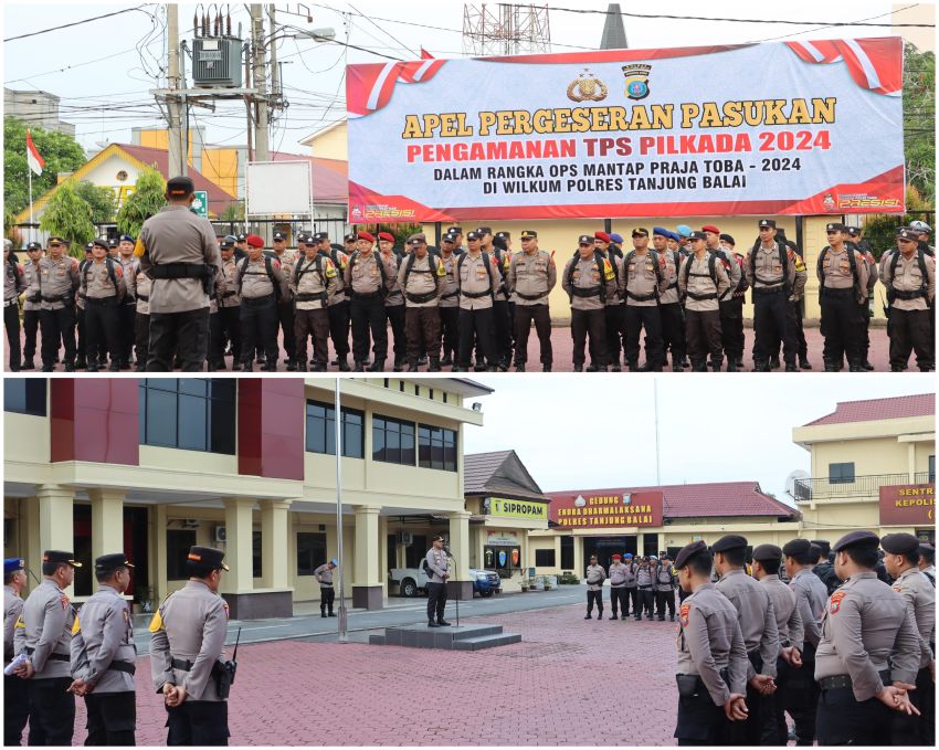 Polres Tanjungbalai Laksanakan Apel Pergeseran Pasukan Pengamanan TPS Pilkada 2024