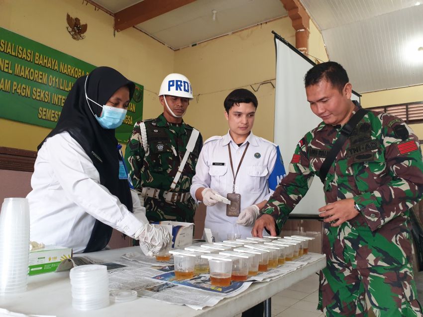 Korem 011/Lilawangsa Tes Urine Mendadak Ratusan Prajurit TNI