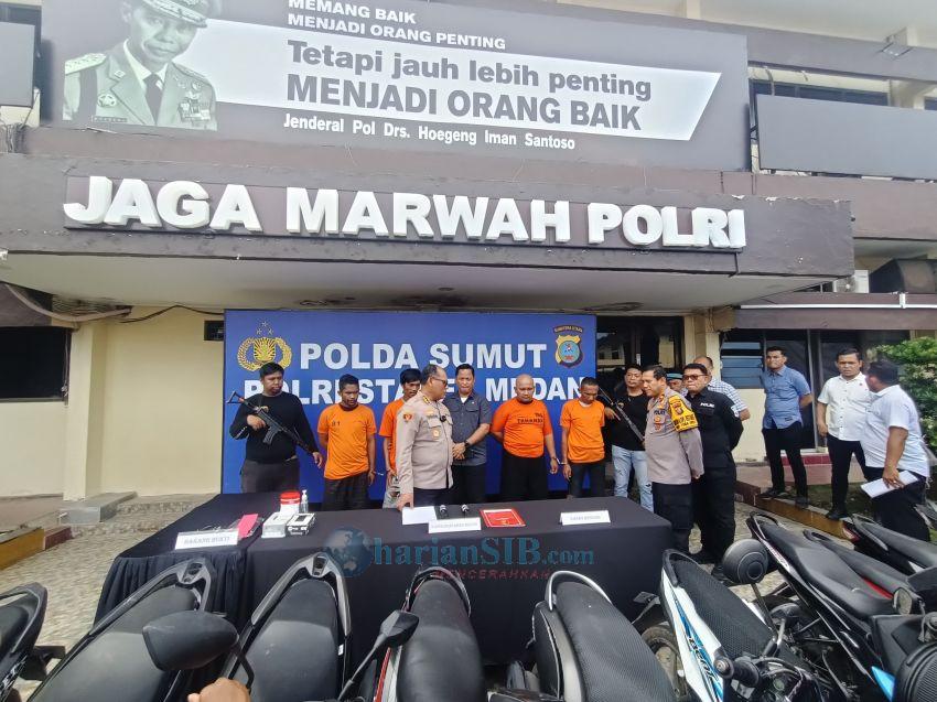 Polrestabes Medan Ringkus 4 Pelaku Curanmor dan Penadah, Dua Ditembak