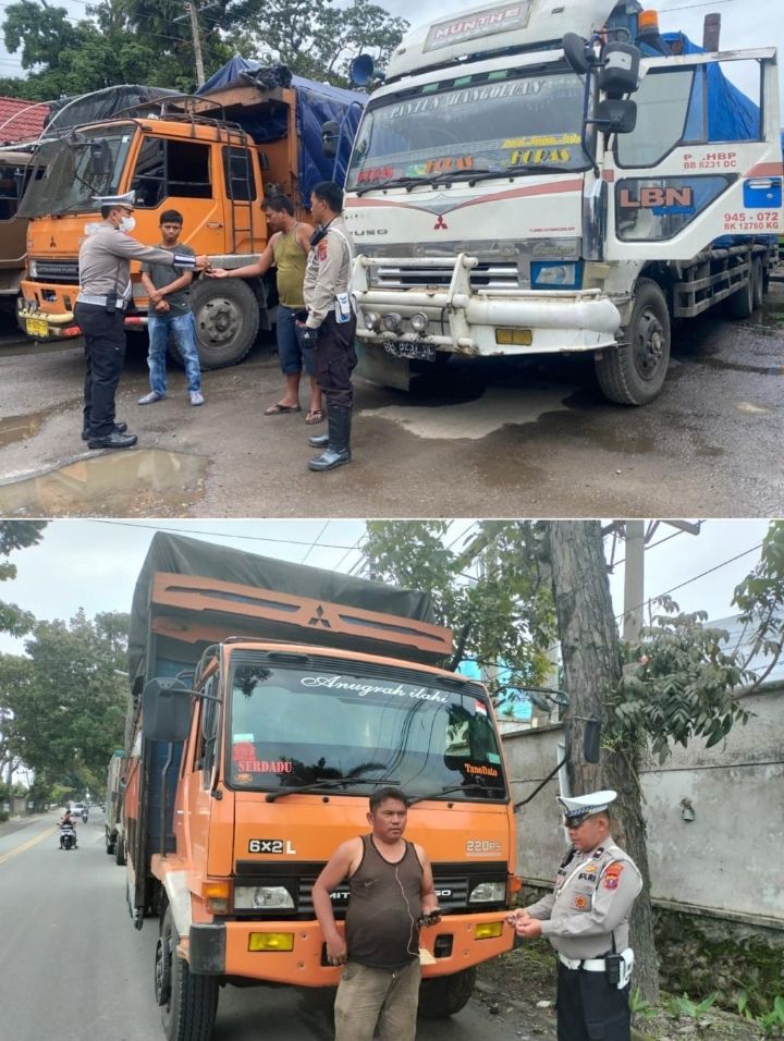 Sat Lantas Polres Pematangsiantar Kembali Tertibkan 8 Truk Langgar SKB Menhub Selama Nataru