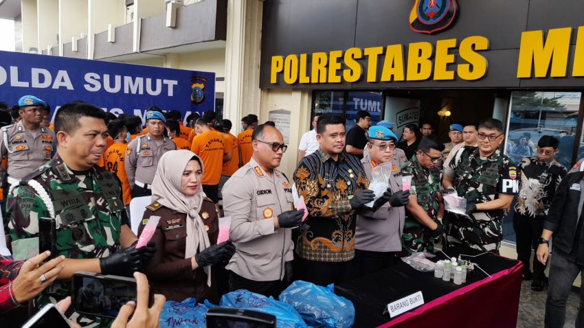 Dalam Kurun 1-22 Januari 2025, Polrestabes Medan dan Pomdam I/BB Ringkus 76 Tersangka Narkoba