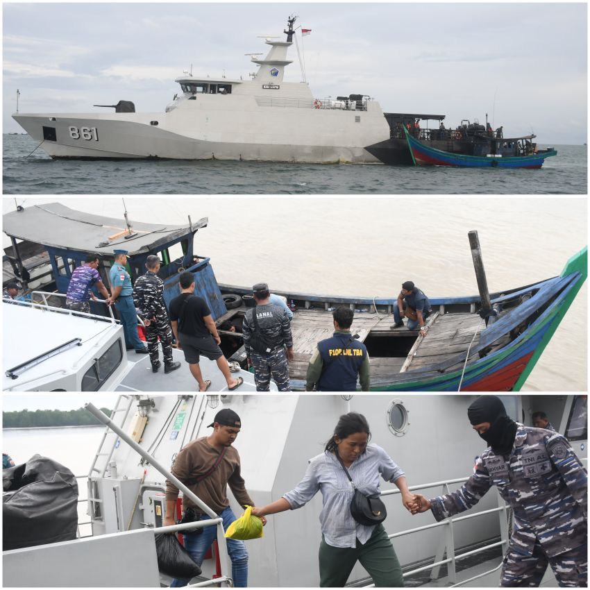 KRI Lepu 861 Gagalkan Penyelundupan 12 PMI Non Prosedural di Perairan Selat Malaka