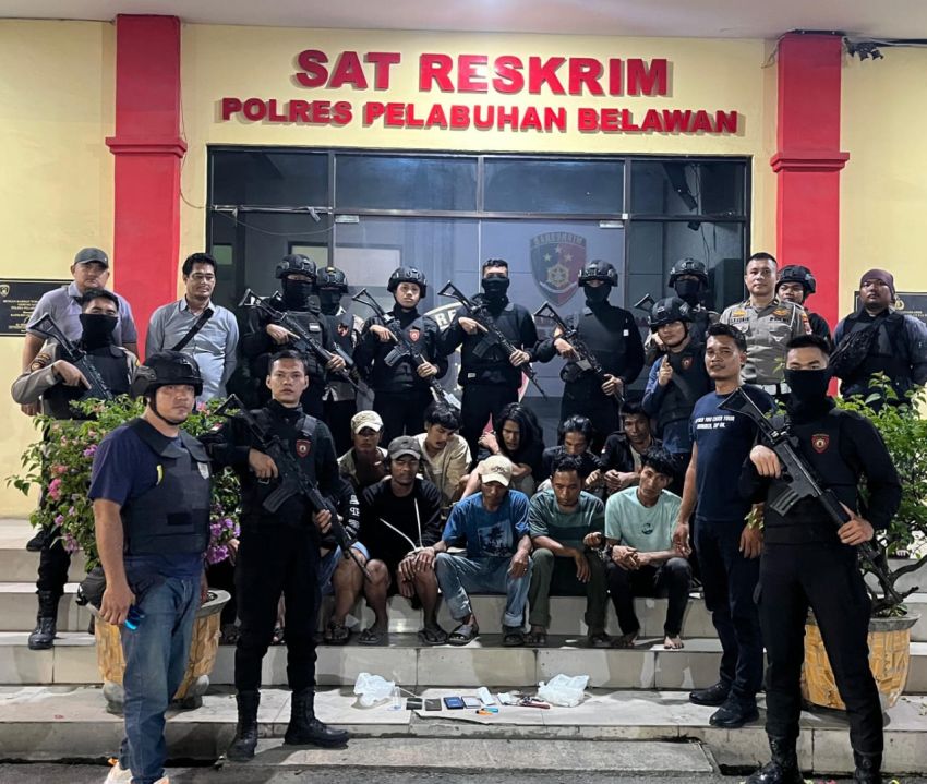 Bawa Sajam, Gunakan Narkoba dan Main Judi Online, 11 Pria Ditangkap Tim Macan Polres Belawan