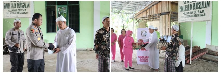 Polres Tanjungbalai Kunjungi Rumah Suluk Babussalam Berikan Tali Asih dan Sembako