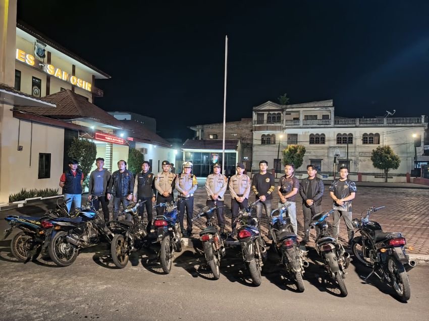 Patroli Presisi Hingga Minggu Dinihari, Polres Samosir Amankan 10 Unit Motor Berknalpot Blong