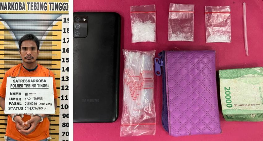 Polres Tebingtinggi Bekuk Pengedar Narkoba di Kediamannya, 3 Paket Sabu Disita