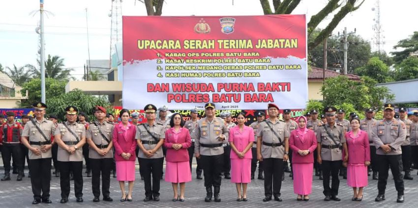 Kapolres Batubara Pimpin Sertijab Kabag Ops, Kasat Reskrim, Kapolsek Medang Deras dan Humas