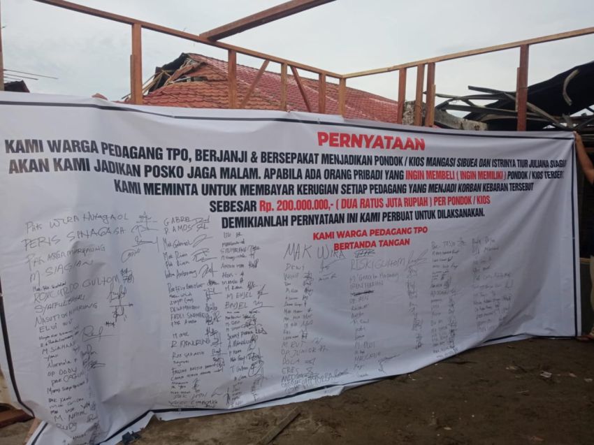 Pedagang Korban Kebakaran TPO Tanjungbalai Buat Petisi dan Pernyataan Sikap