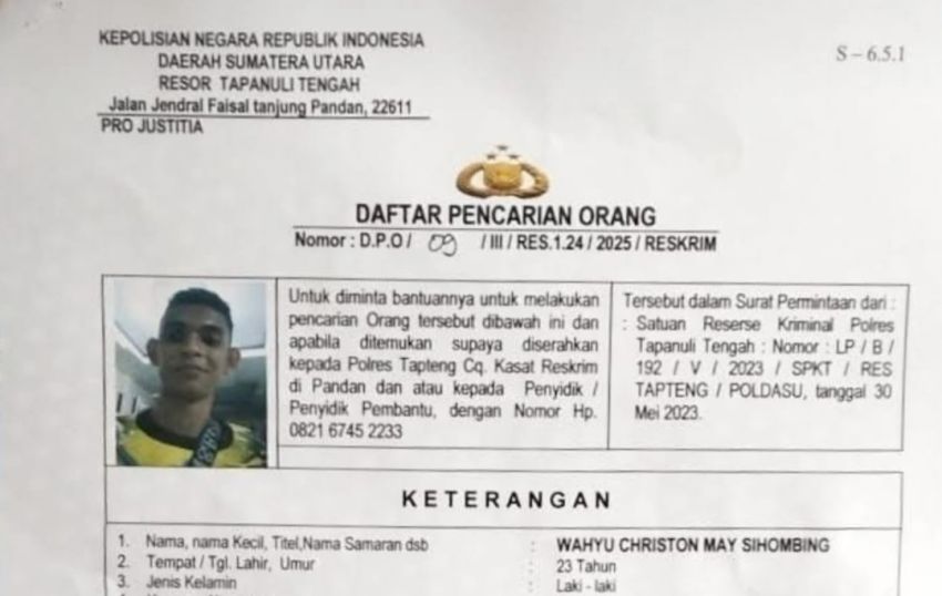 Polres Tapteng Tetapkan DPO Pelaku Pencabulan Anak di Bawah Umur