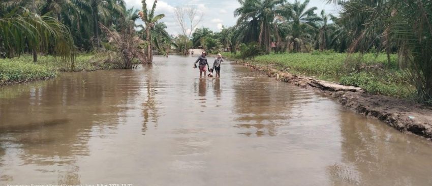 Benteng Jebol, Sejumlah Rumah di Desa Sei Dua Hulu Terendam Banjir