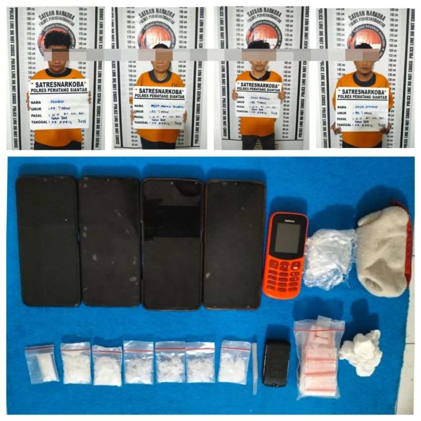 Pengembangan Kasus Sabu ke Asahan, 1 Wanita dan 3 Pria Diringkus Sat Resnarkoba Polres Pematangsiantar