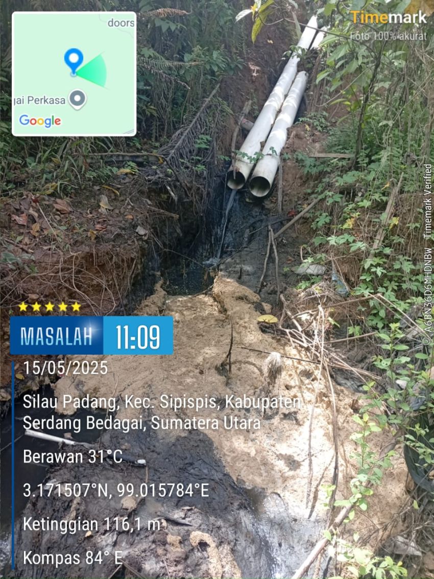PKS Diduga Buang Limbah ke Sungai, Dinas LH Sergai Minta Berhenti Operasional Sementara