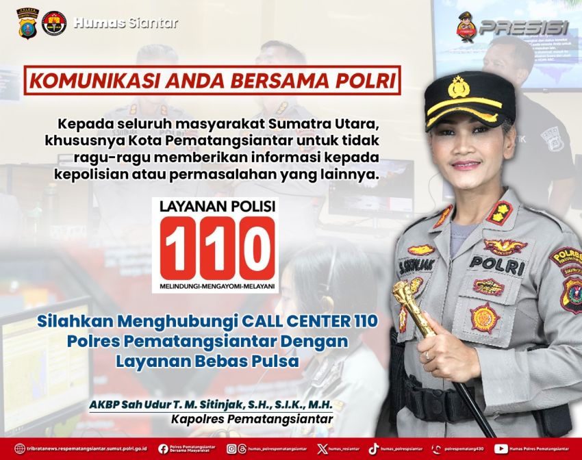 Permudah Layanan Pengaduan 24 Jam, Kapolres Pematangsiantar Ajak Masyarakat Gunakan Call Center