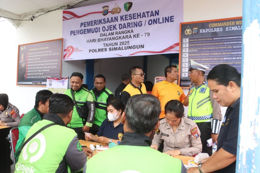 Polres Simalungun Gelar Pemeriksaan Kesehatan Gratis untuk Driver Ojol