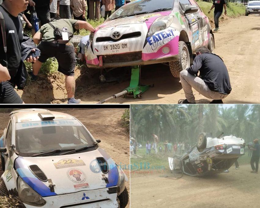 Tiga Pembalap Alami Kendala Teknis, Satu Mobil Terguling di Kejurnas Rally 2025