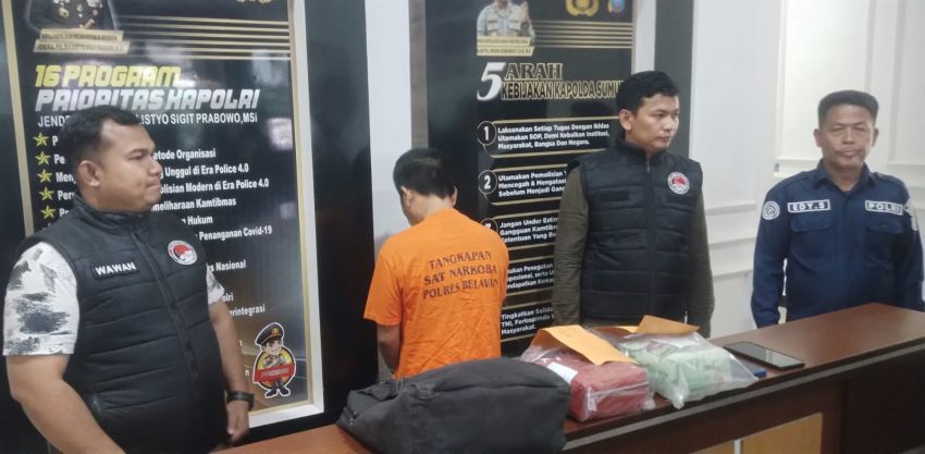 Hendak Dipasok ke Jambi, Polres Belawan Ringkus Kurir 2 Kilogram Sabu