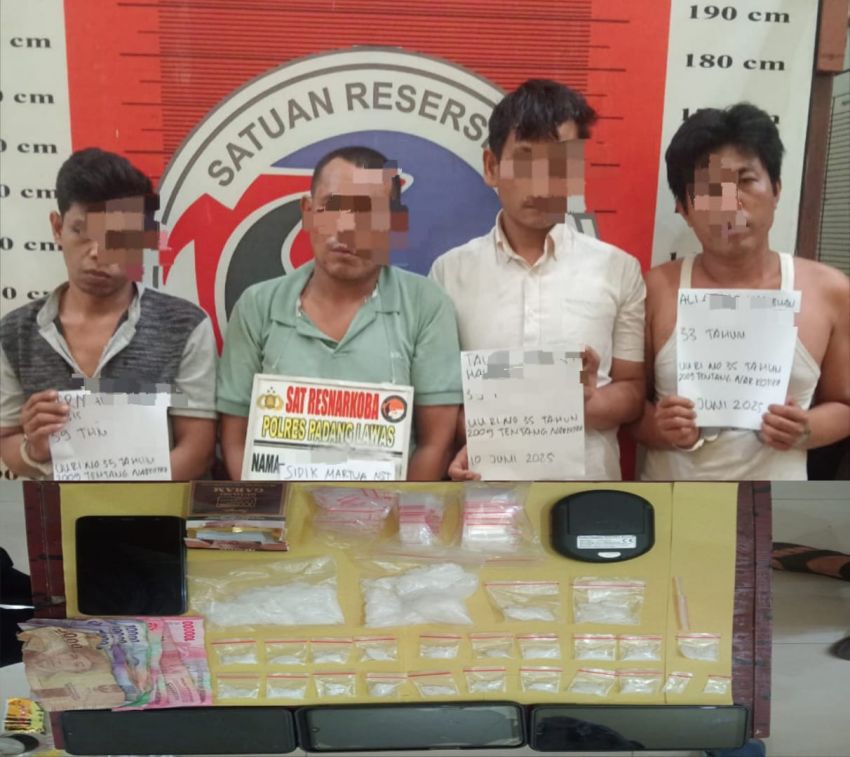 Empat Tersangka Pengedar Ditangkap di Sibuhuan Julu, 96,18 Gram Sabu dan Ganja Disita