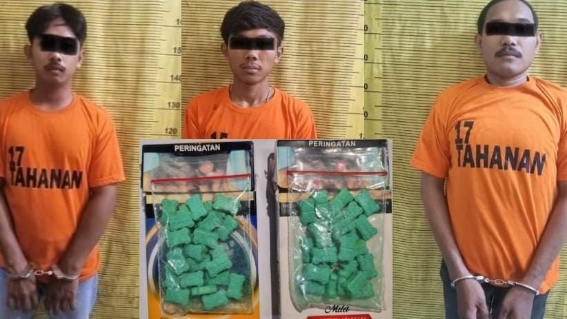 Tiga Pria Pengedar Pil Ekstasi di Ciduk Polres Binjai