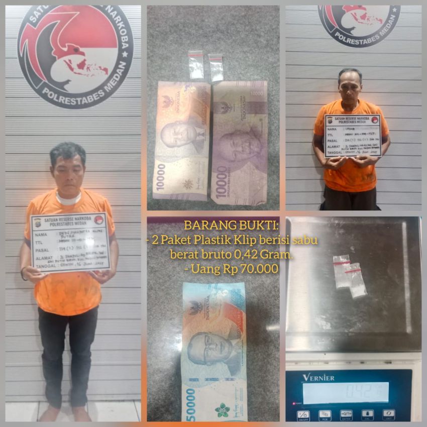 Satres Narkoba Ringkus 2 Pengedar Sabu Dari Kawasan Medan Petisah