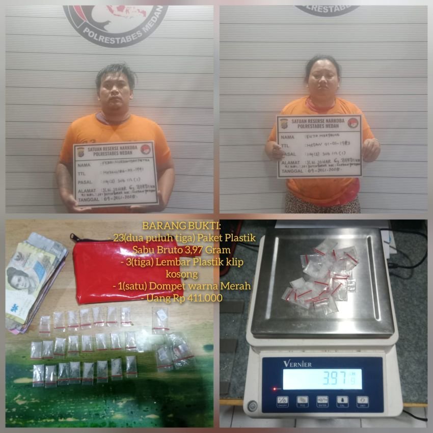 Satres Narkoba Polrestabes Medan Ringkus Pasutri Pengedar Sabu