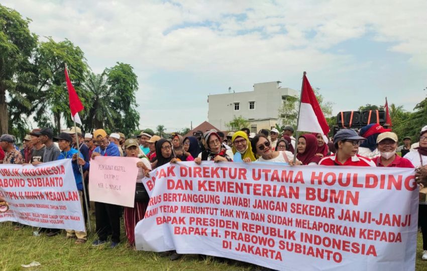Ratusan Pensiunan PTPN II Unjukrasa di PTPN I Tanjungmorawa