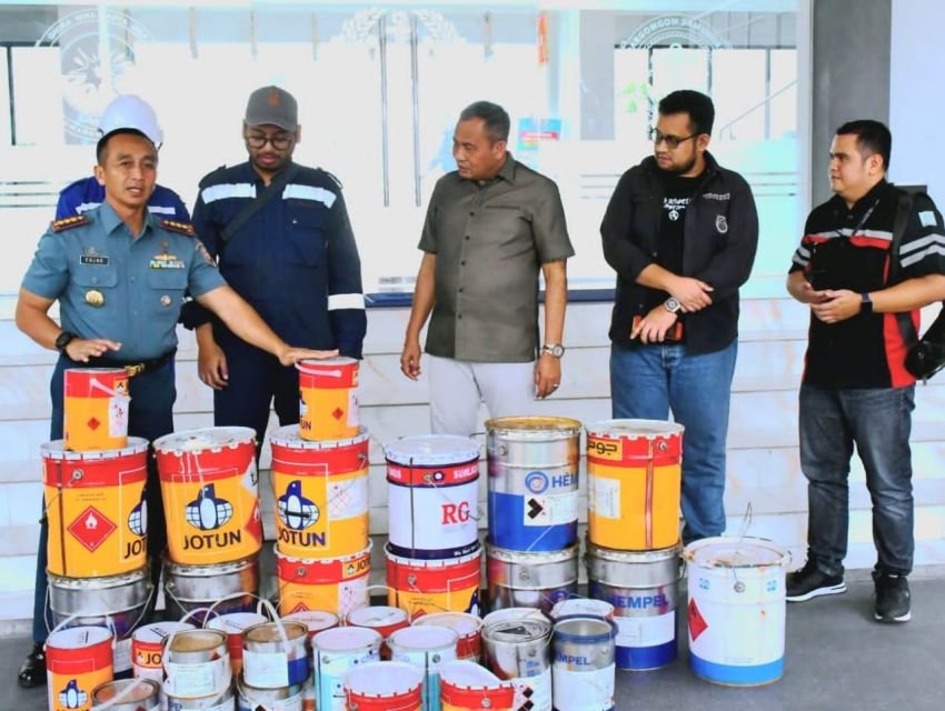 Sempat Dibawa Kabur Perompak, Lantamal I Amankan Puluhan Kaleng Cat Kapal