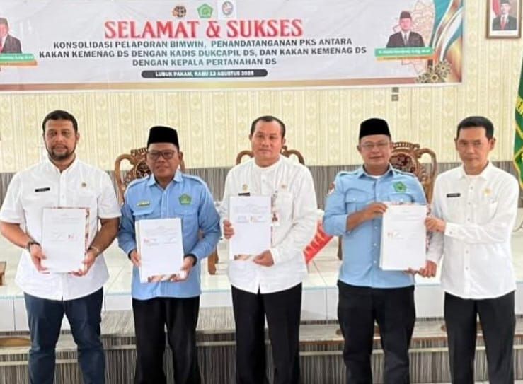 Kemenag Deliserdang Teken MoU Tingkatkan Catat Nikah, Tanah Wakaf dan Sertifikat Rumah Ibadah