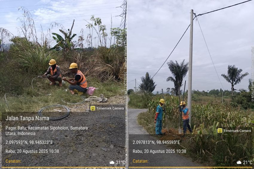 Apresiasi Warga untuk PLN: Usai Diberitakan harianSIB.com, Tiang dan Kabel Listrik di Desa Pagar Batu Taput Terpasang