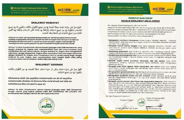 Demonstrasi Marak, Majelis Sholawat Ahlul Kirom Serukan Persatuan Bangsa