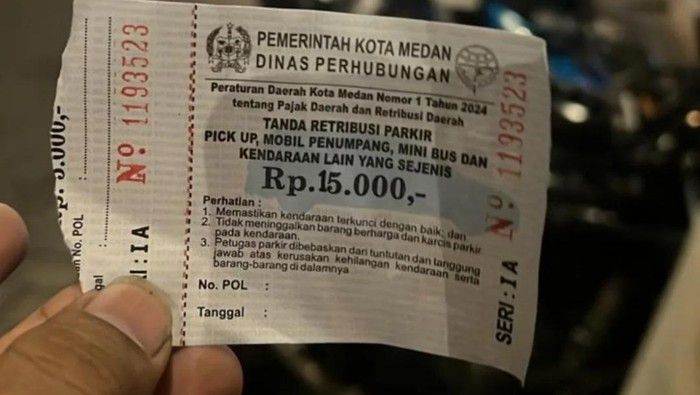 Viral Karcis Parkir Rp15 Ribu, Dishub Medan Cari Pelaku yang Ubah Tarif