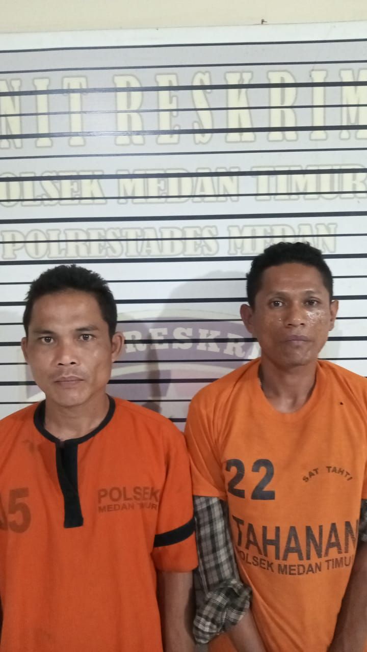Polsek Medan Timur Tangkap 2 Pelaku Pencuri Tiang Besi Kabel Internet