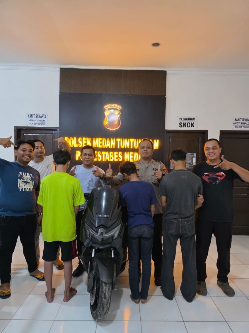 Polsek Medan Tuntungan Tangkap Tiga Remaja Pelaku Begal Sepeda Motor