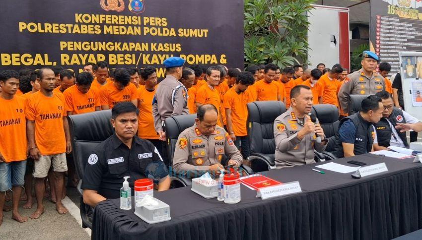 Polrestabes Medan 'Tabuh Genderang Perang' Terhadap Pelaku Rayap Besi, Begal dan Narkoba, 147 Tersangka Diringkus
