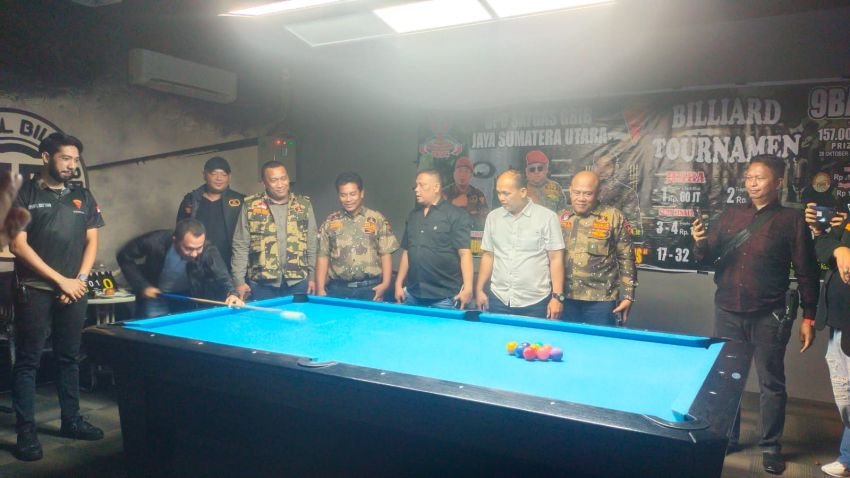 Buka Turnamen Billiard GRIB Jaya Sumut, Kapolrestabes Medan Ajak Jaga Kamtibmas dan Sportivitas