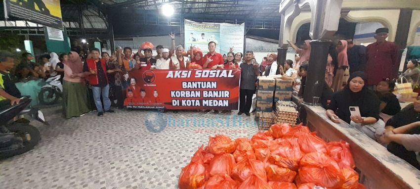 PDI Perjuangan Sumut Bantu Korban Banjir di Kota Medan Ringankan Derita Rakyat