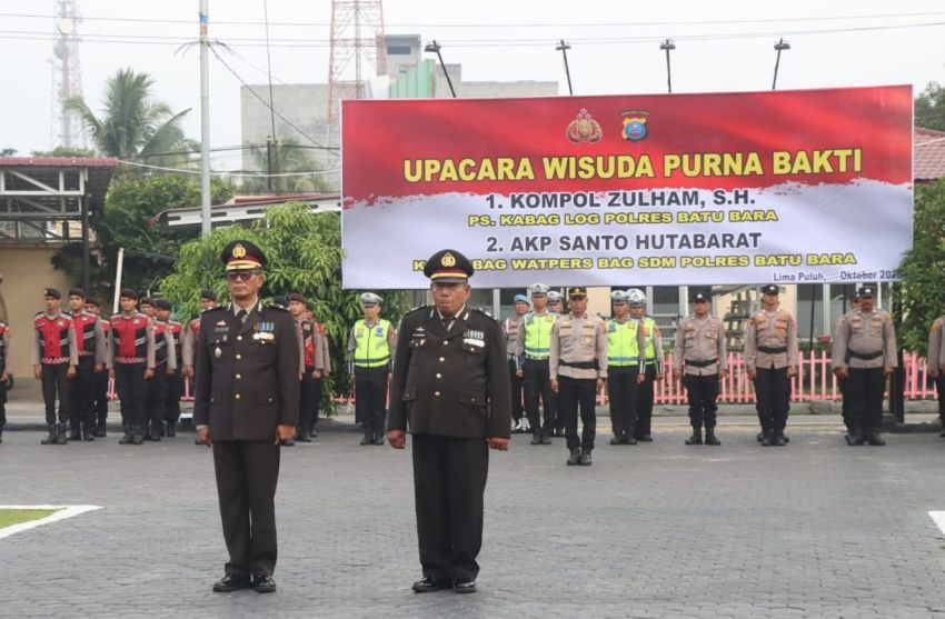 Polres Batubara Gelar Wisuda Purna Bakti Dua Personil