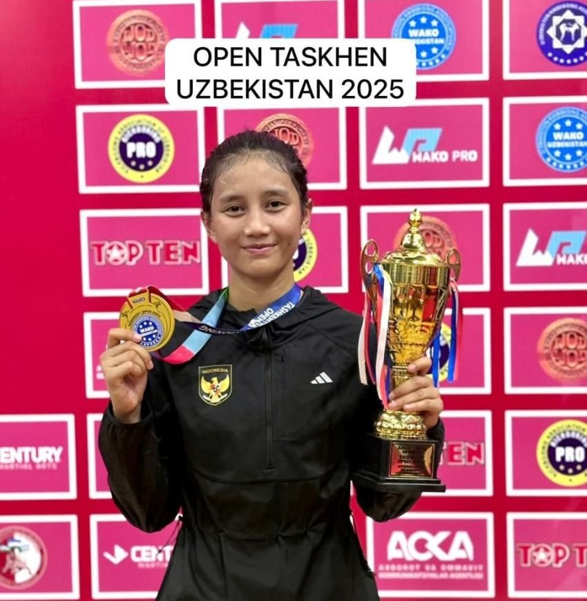 Polwan Sumut Sabet Emas di Piala Dunia Kickboxing Uzbekistan