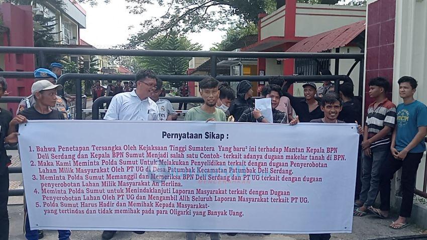 Massa P3H Desak Polda Sumut Usut Oknum Mafia Tanah Penyerobotan Lahan Milik Warga