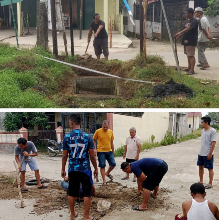 Peduli Lingkungan, Warga Perumahan Griya Aira Land Tebingtinggi Gelar Gotong Royong