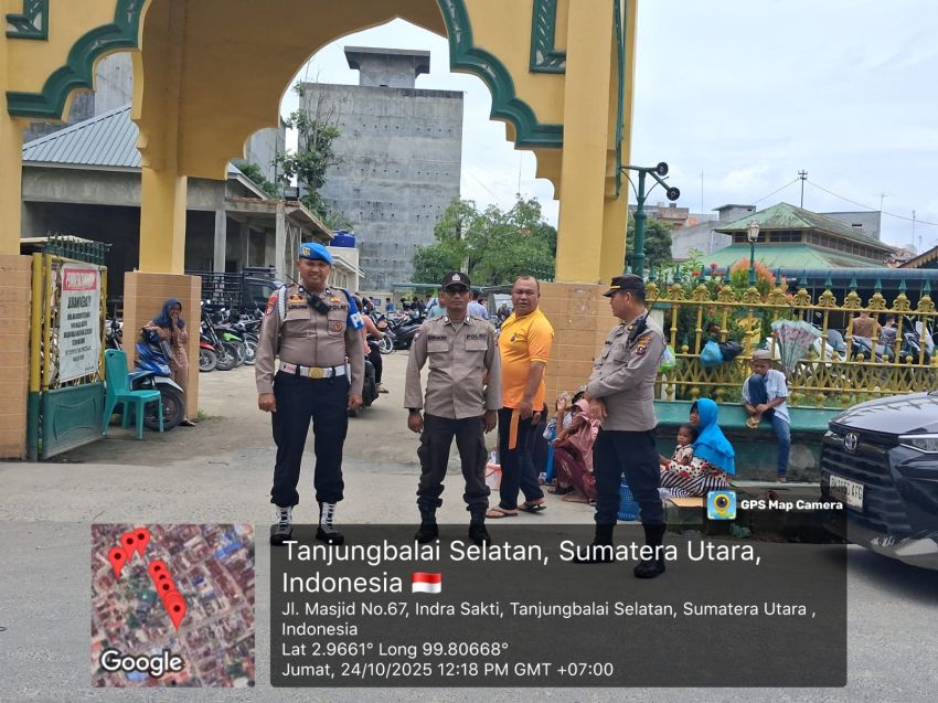 Pastikan Salat Jumat Aman, Polres Tanjungbalai Lakukan Pengamanan Masjid