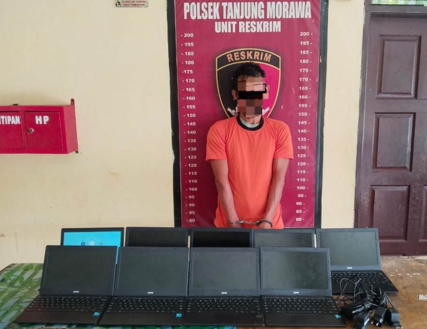 Polsek Tanjungmorawa Tangkap Pencuri Puluhan Laptop di SMP NU Deliserdang