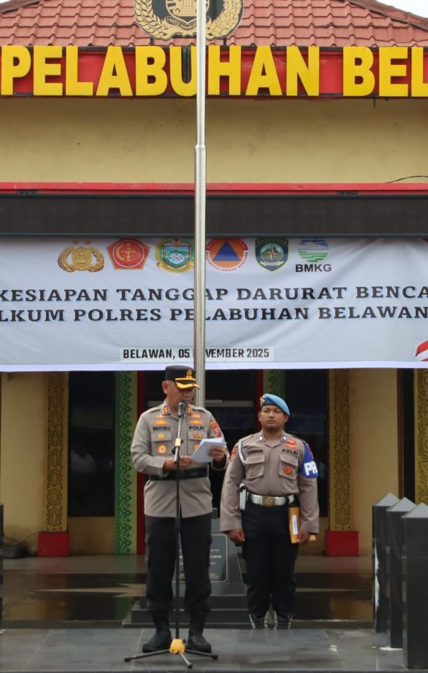 Polres Pelabuhan Belawan Gelar Apel Kesiapsiagaan Hadapi Bencana Hidrometeorologi
