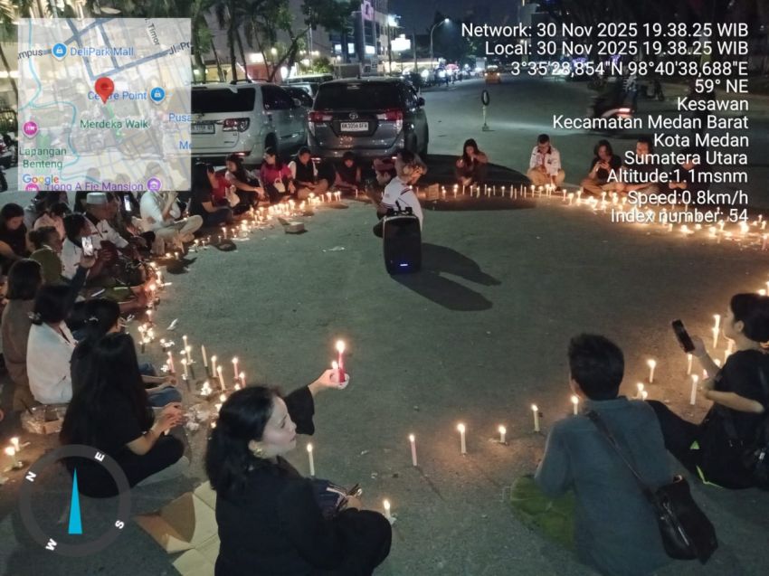 Soroti Kerusakan Hutan, Seribu Lilin Menyala di Medan untuk Korban Bencana Tapanuli