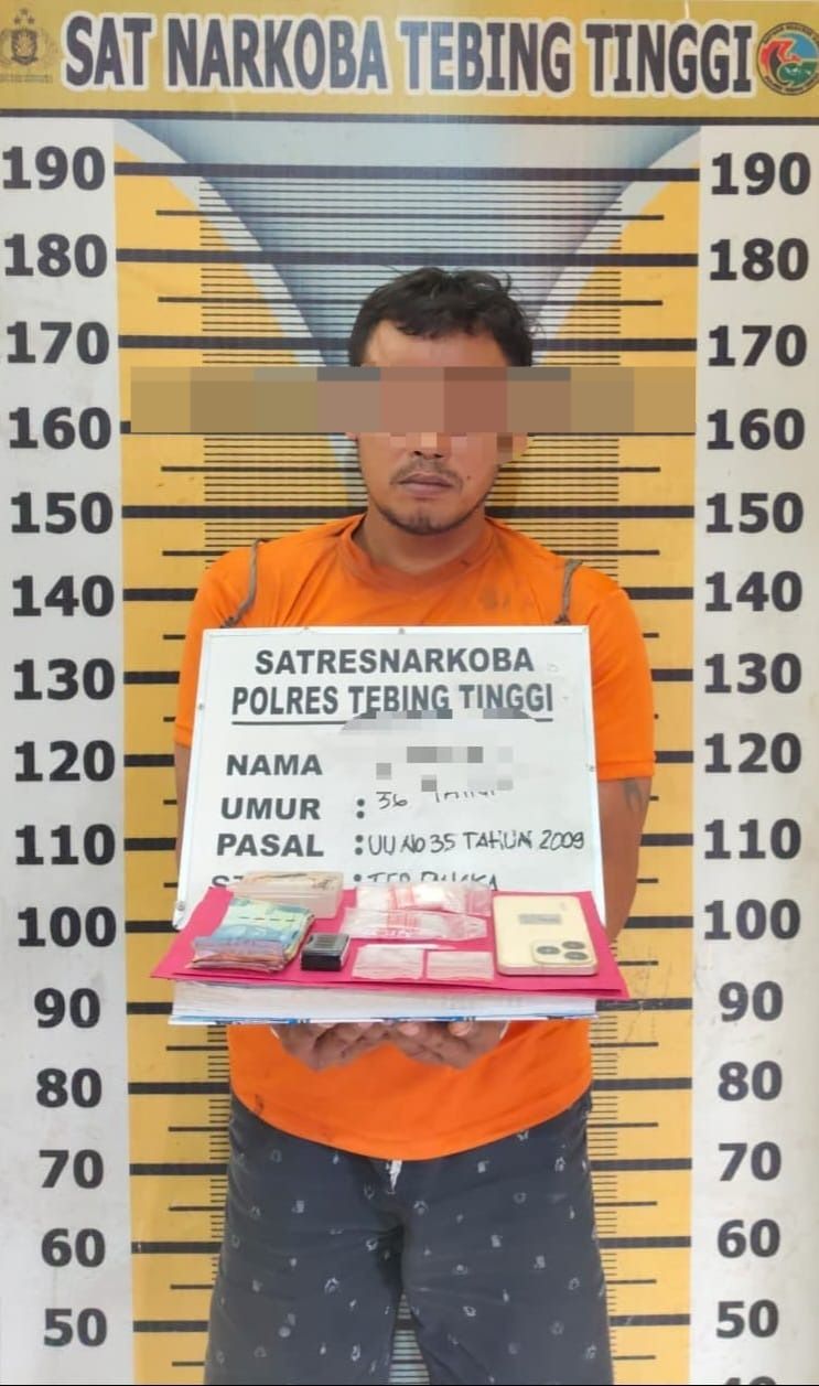 Polres Tebingtinggi Bekuk Terduga Pengedar Sabu di Jalan Karya Jaya