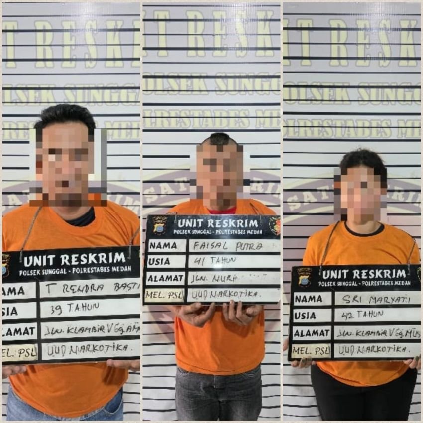 Polsek Sunggal GSN di Jalan Klambir V, Seorang Pengedar dan 2 Pengguna Diringkus
