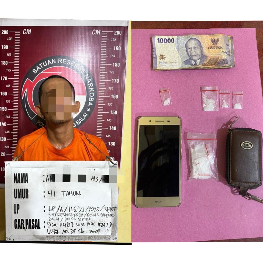 Satresnarkoba Polres Tanjung Balai Ringkus Pria di Teluk Nibung, Sita Barang Bukti Sabu