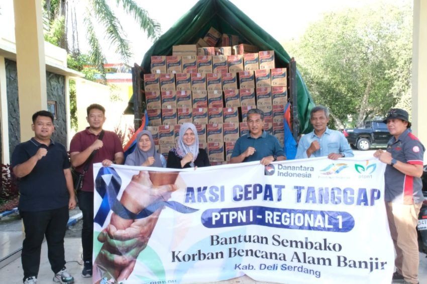 PTPN I Regional 1 Salurkan Bantuan Untuk Korban Banjir di Deliserdang dan Langkat