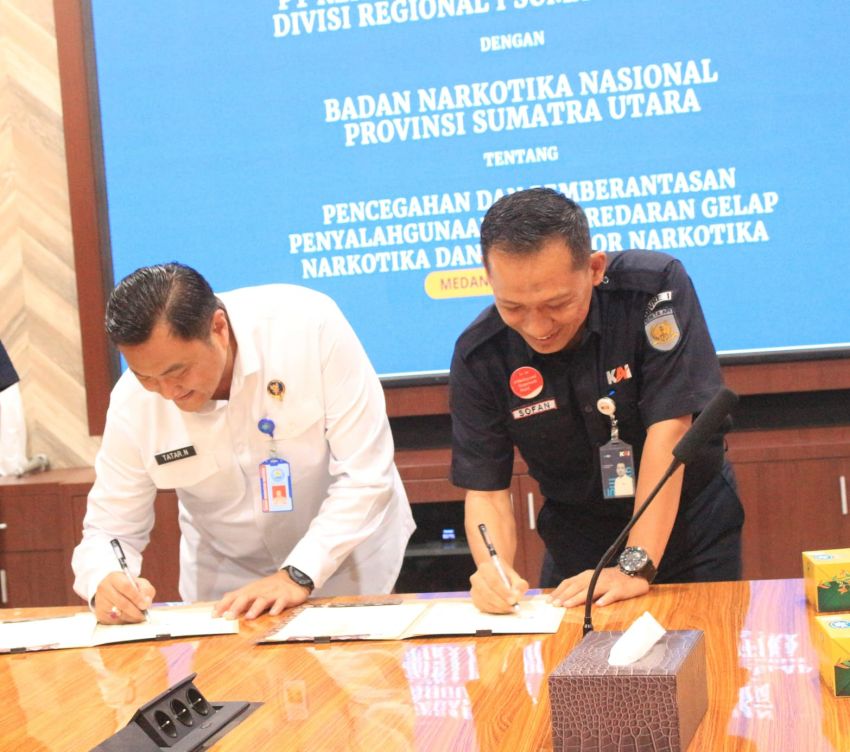 BNNP Sumut Jalin Perjanjian Kerja Sama dengan PT KAI Divre I Sumut