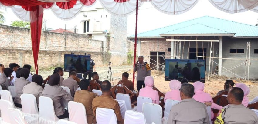 Dukung Program MBG Anak Sekolah, Polres Labuhanbatu Ground Breaking SPPG di Pulopadang