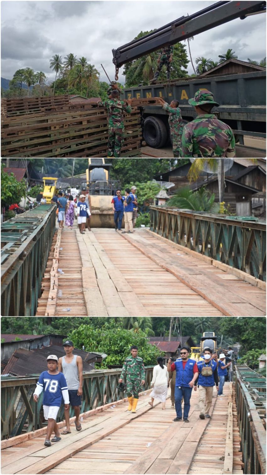 Jembatan Bailey Anggoli Rampung 100 Persen, Akses Bantuan ke Tapteng Mulai Pulih